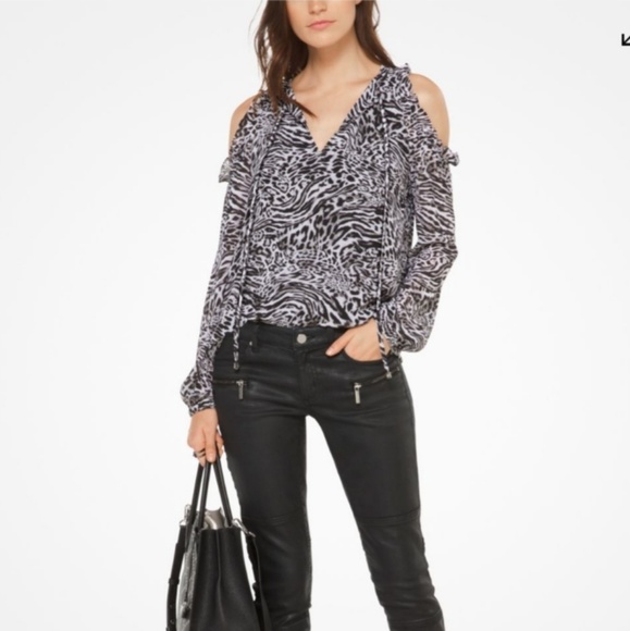 Michael Michael Kors Animal-Print Peekaboo Top - Picture 1 of 8